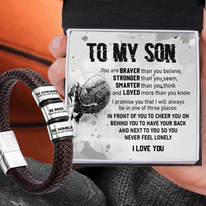 Leather Bracelet - Basketball - To My Son - You Are Braver Than You Believe - Gbzl16040