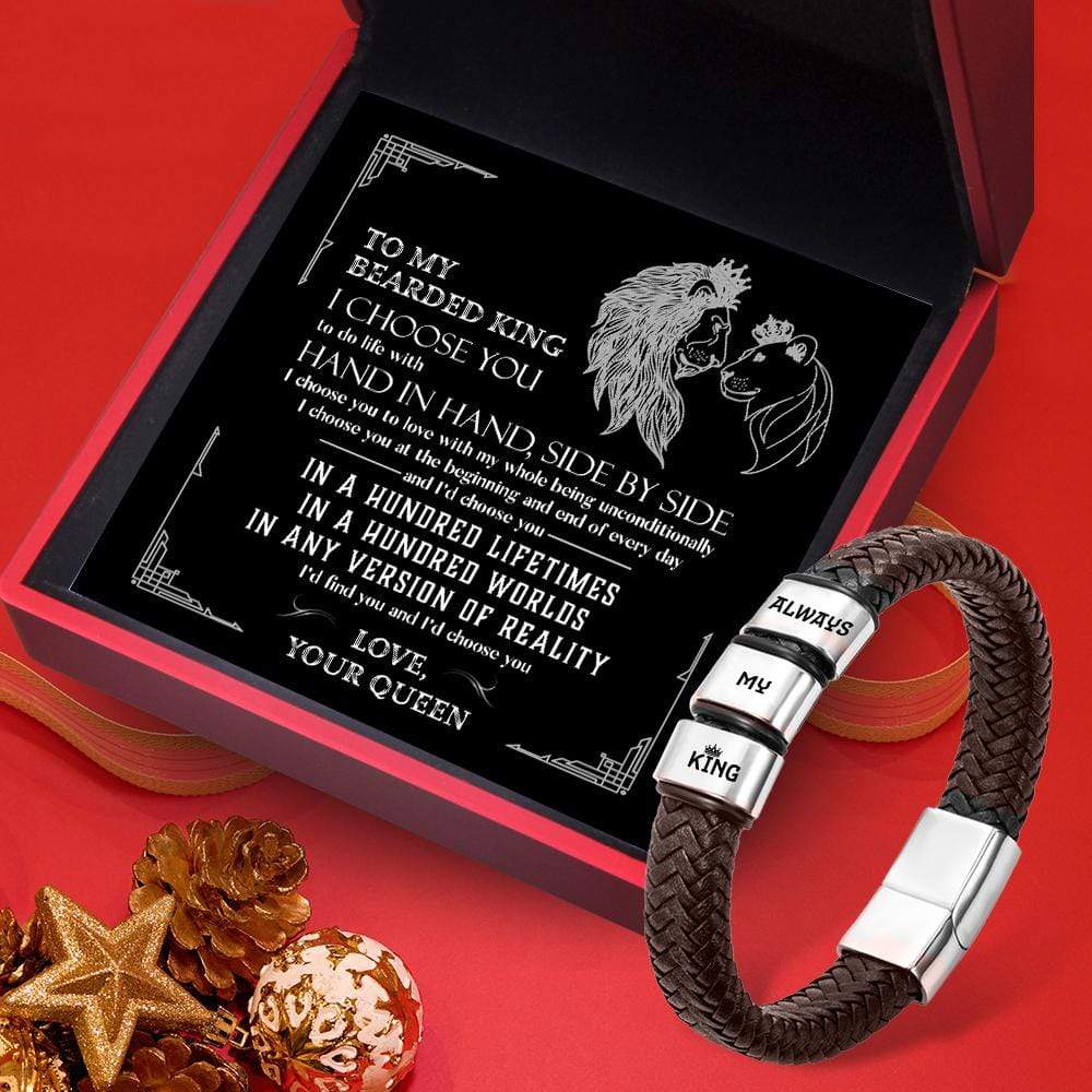 Leather Bracelet - Beard - To My Bearded King - I'd Choose You In A Hundred Lifetimes - Gbzl26004
