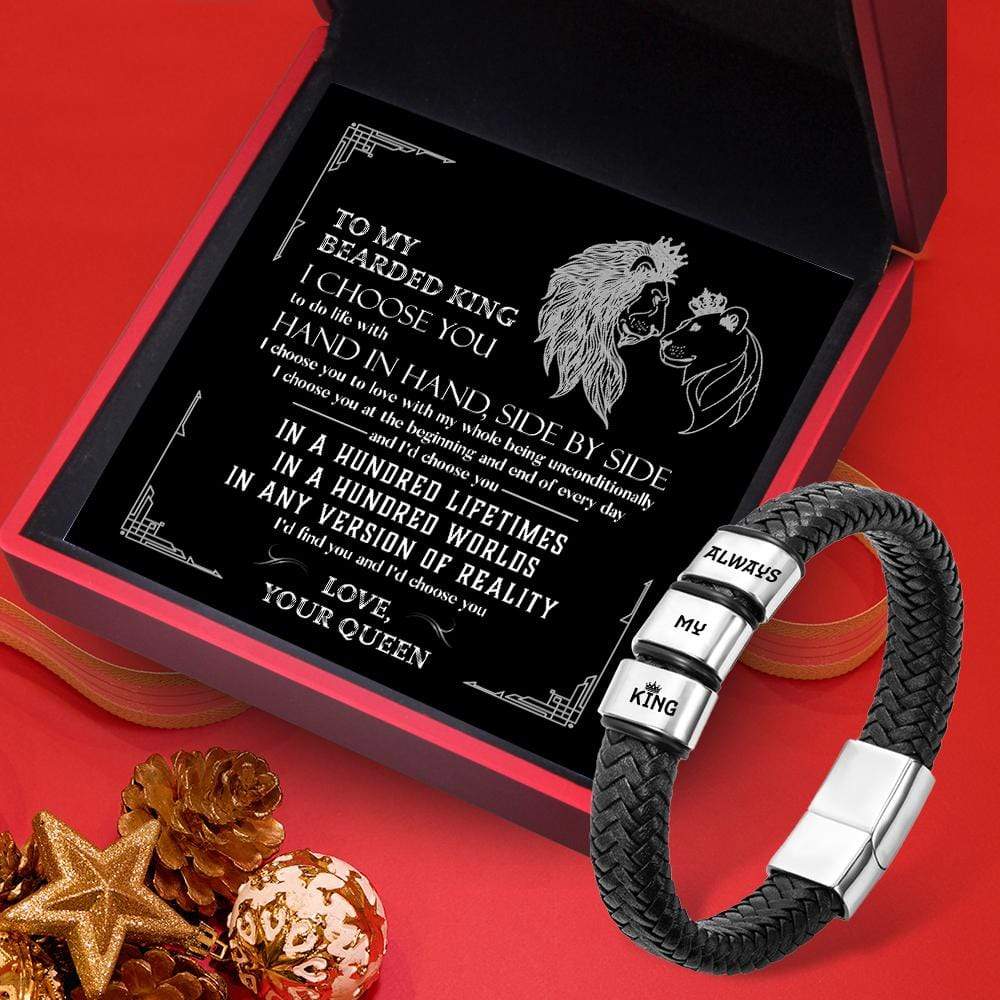Leather Bracelet - Beard - To My Bearded King - I'd Choose You In A Hundred Lifetimes - Gbzl26004