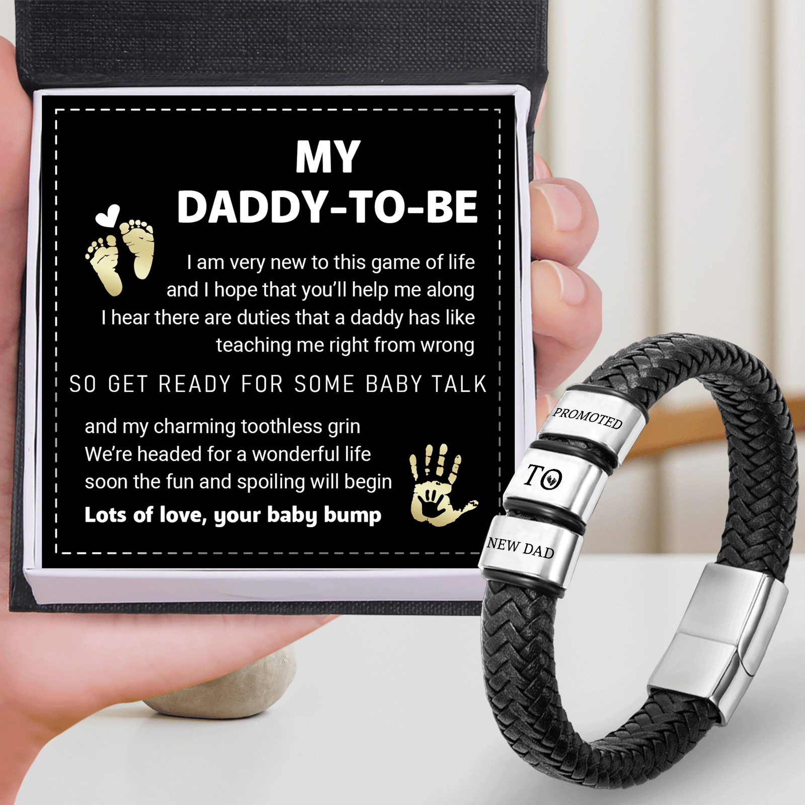 Leather Bracelet - Family - To Dad-to-be - We’re Headed For A Wonderful Life - Gbzl18020