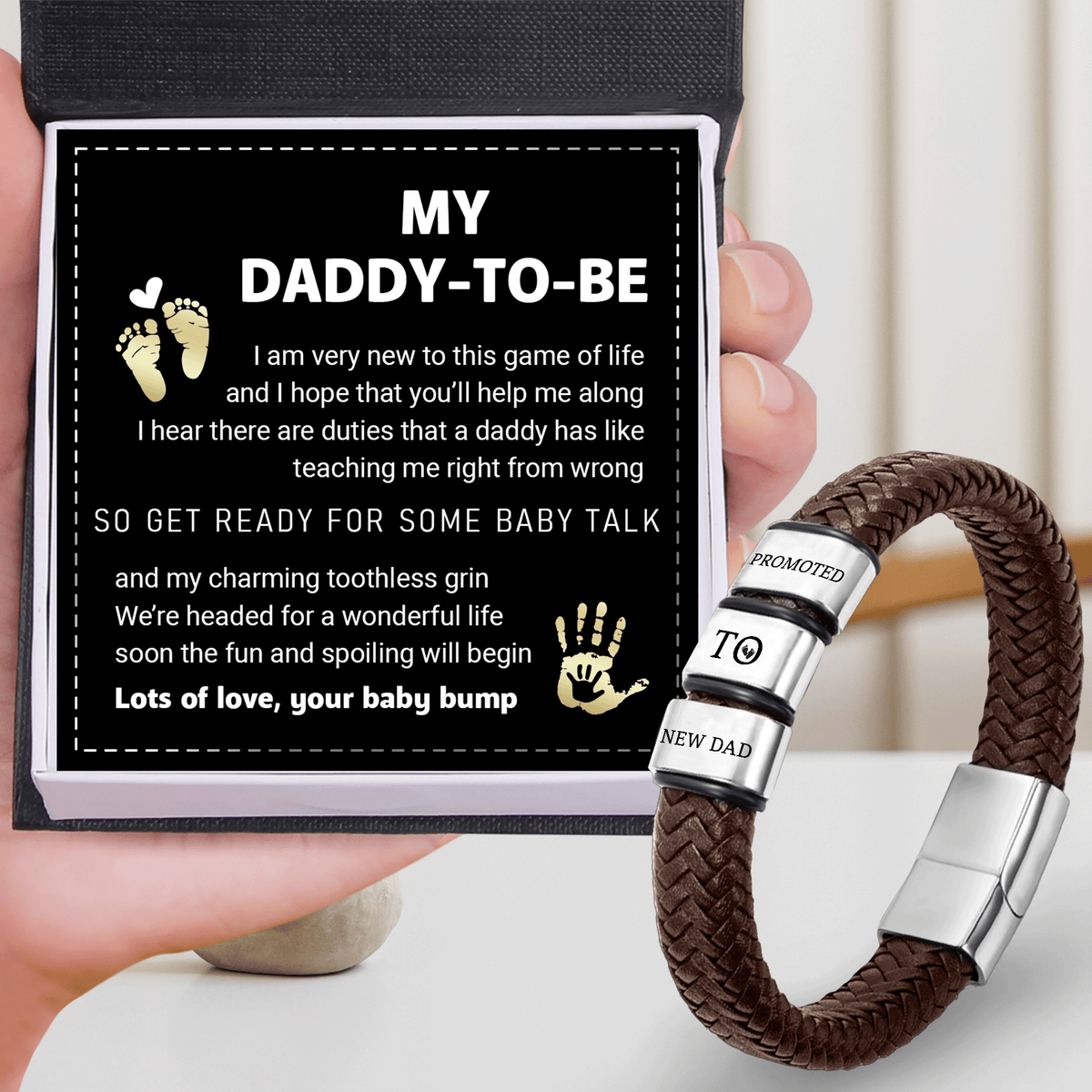 Leather Bracelet - Family - To Dad-to-be - We’re Headed For A Wonderful Life - Gbzl18020
