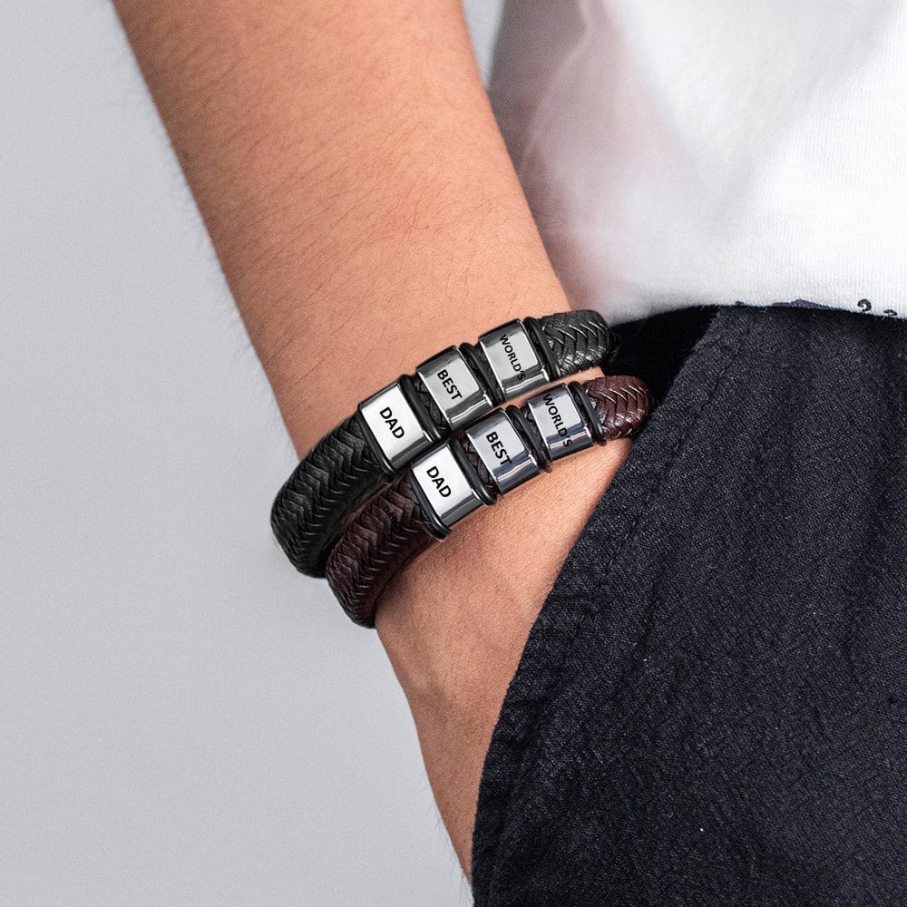 Amazon.com: ORFANDE Personalized Dad Bracelet with Names Custom Mens  Bracelet with Kids Name Personalized Leather Bracelet for Dad Custom Fathers  Day Bracelets for Men (Black, 1 name): Clothing, Shoes & Jewelry