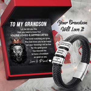 Leather Bracelet - Family - To My Grandson - May God Bless You To Be Happy - Gbzl22044