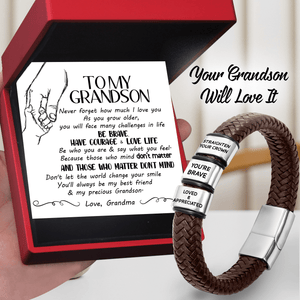 Leather Bracelet - Family - To My Grandson - You'll Always Be My Best Friend - Gbzl22045