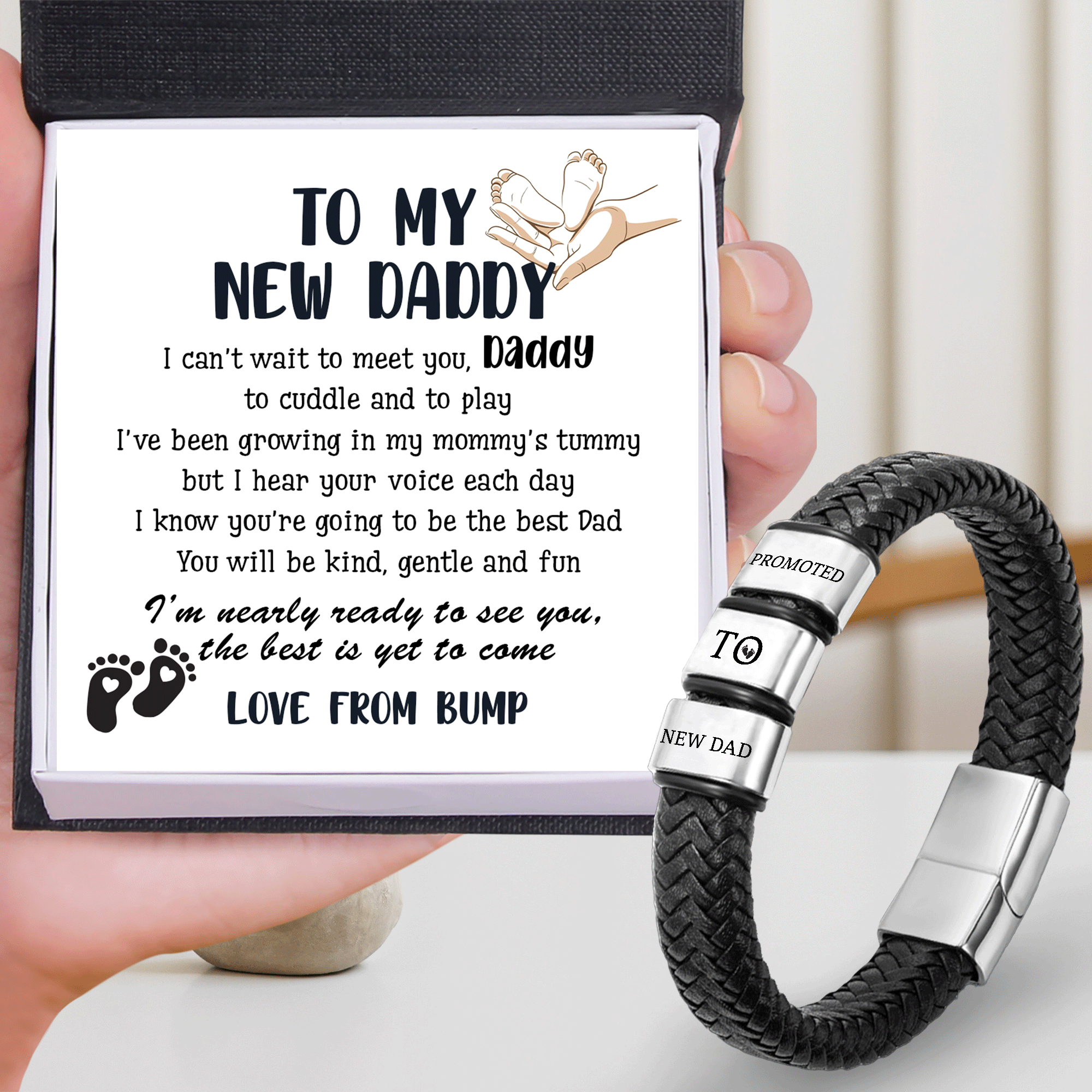 Leather Bracelet - Family - To My New Daddy - I’m Nearly Ready To See You - Gbzl18013