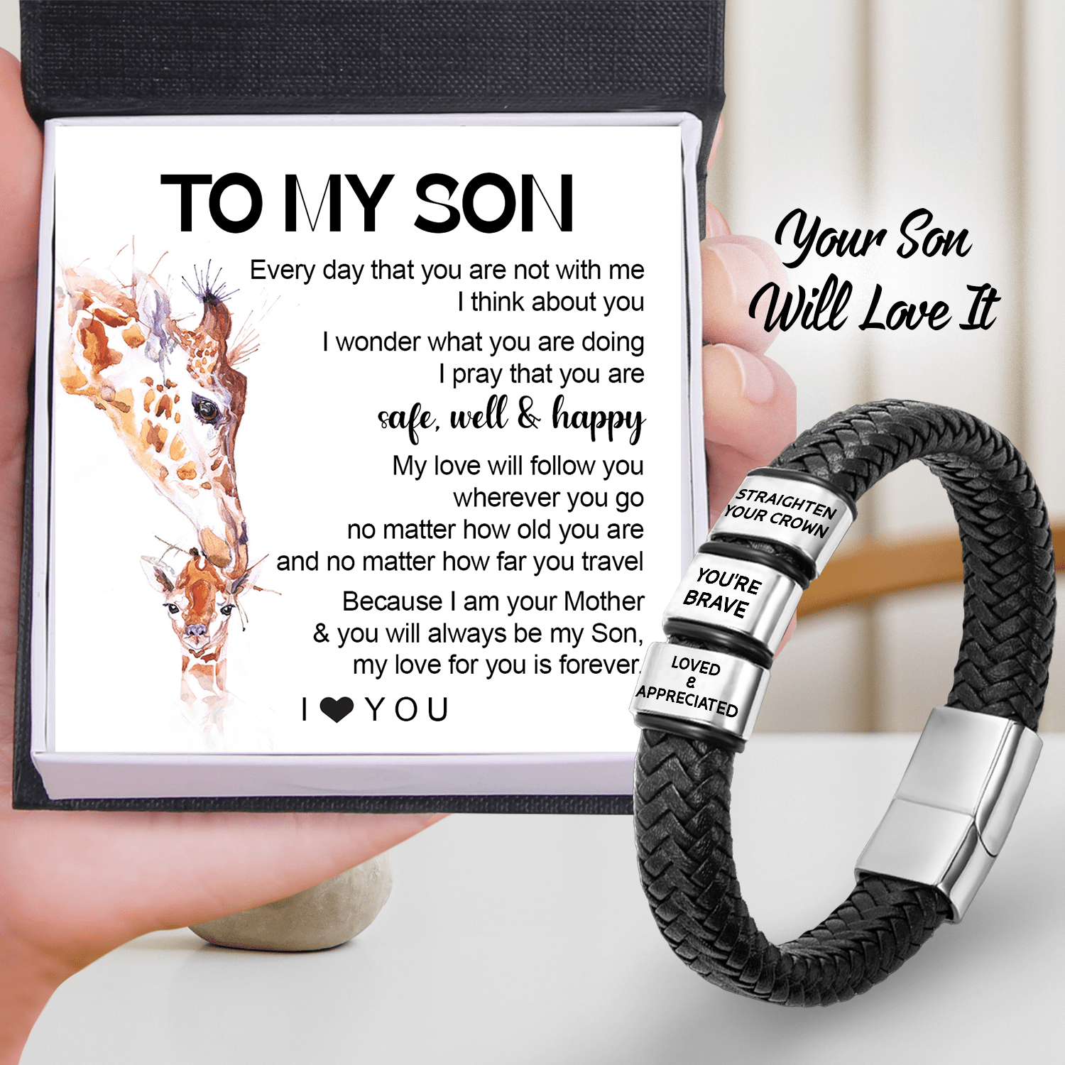 Leather Bracelet - Family - To My Son - My Love Will Follow You Wherever You Go - Gbzl16066