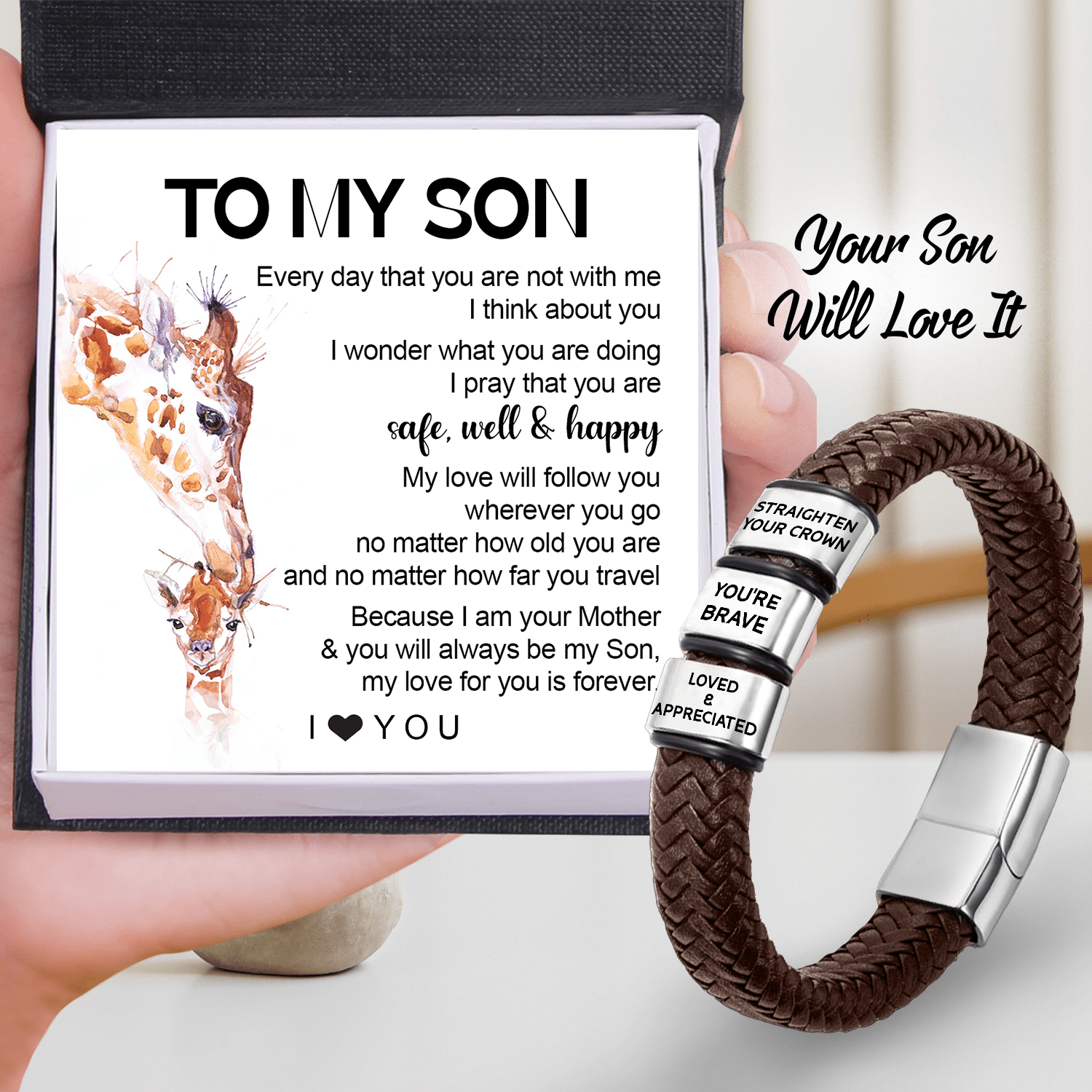 Son leather bracelet deals