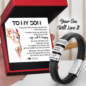 Leather Bracelet - Family - To My Son - My Love Will Follow You Wherever You Go - Gbzl16066