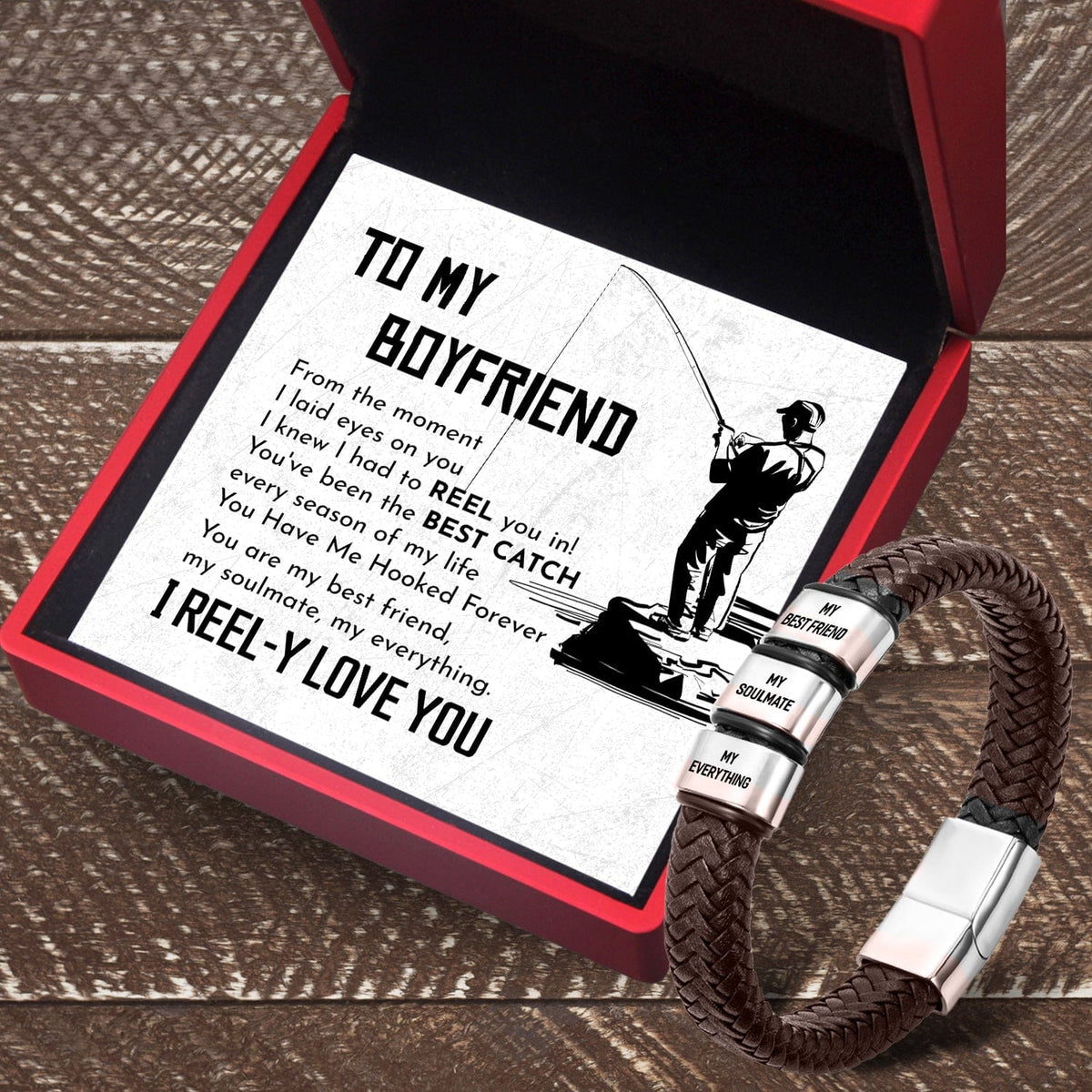 Leather Bracelet - Fishing - To My Boyfriend - You Have Me Hooked Forever - Gbzl12014