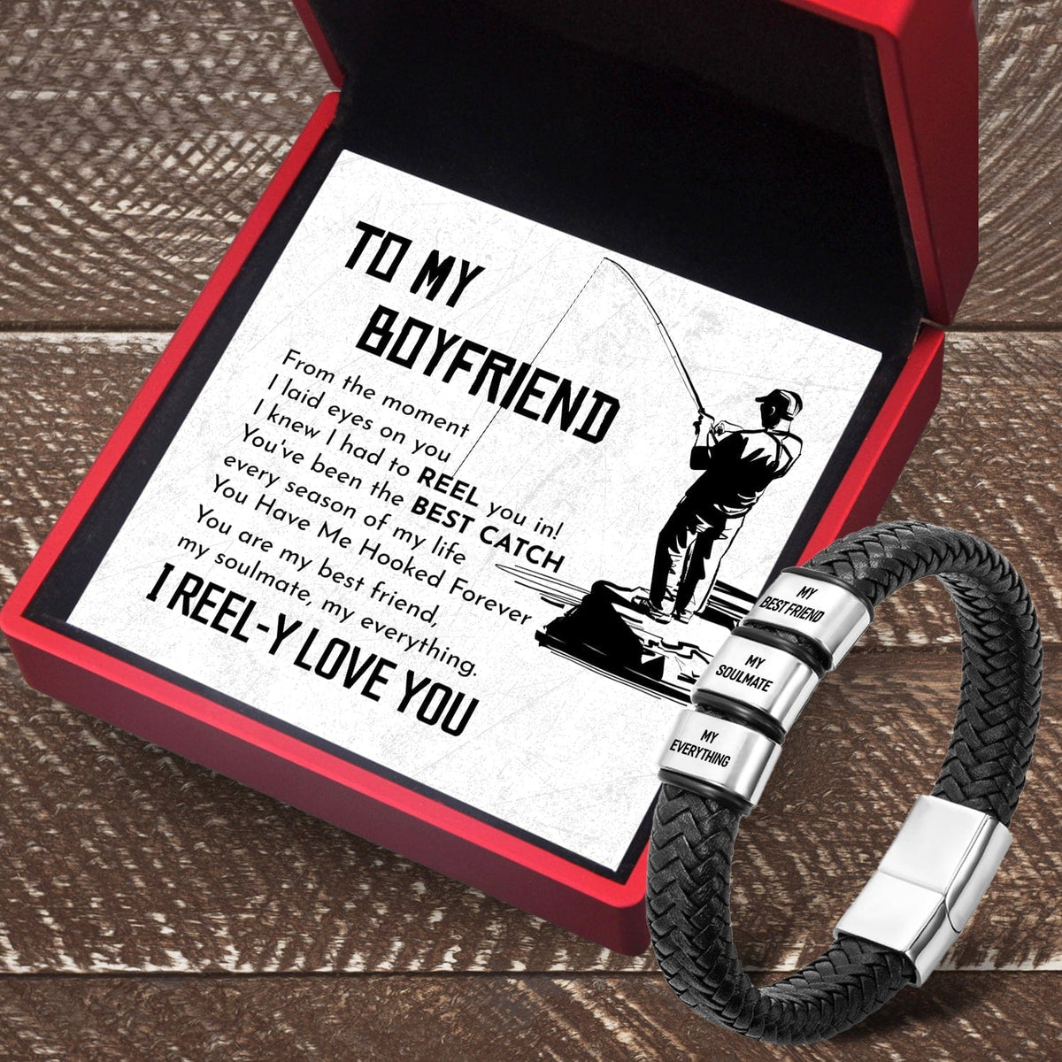 Leather Bracelet - Fishing - To My Boyfriend - You Have Me Hooked Forever - Gbzl12014