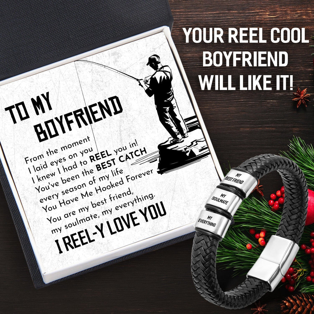 Leather Bracelet - Fishing - To My Boyfriend - You Have Me Hooked Forever - Gbzl12014