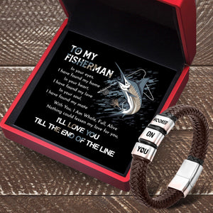 Leather Bracelet - Fishing - To My Fisherman - Hooked On You - Gbzl26043