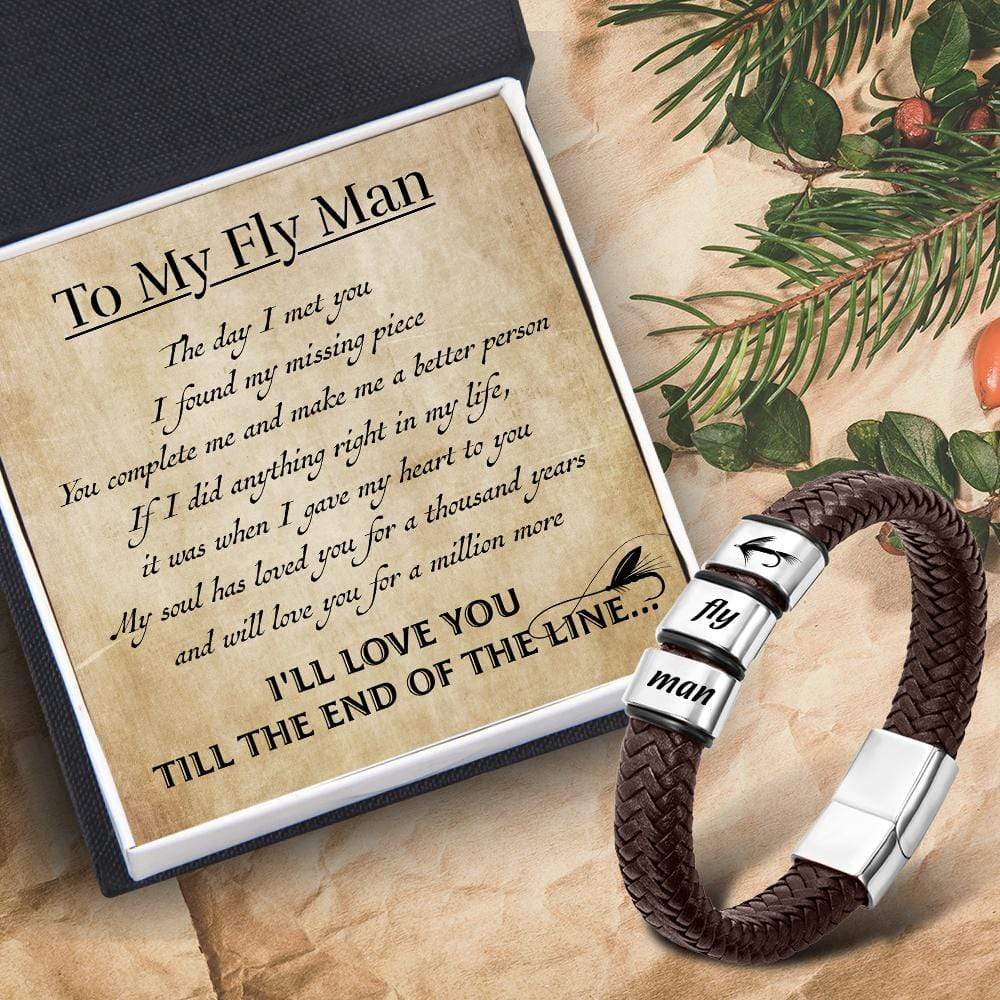 Leather Bracelet - Fishing - To My Fly Man - I'll Love You Till The End Of The Line - Gbzl26003