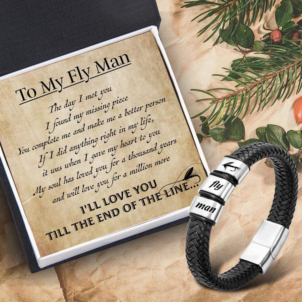 Leather Bracelet - Fishing - To My Fly Man - I'll Love You Till The End Of The Line - Gbzl26003