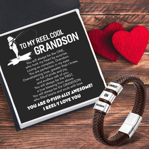Leather Bracelet - Fishing - To My Grandson - You Are O-Fish-Ally Awesome - Gbzl22042