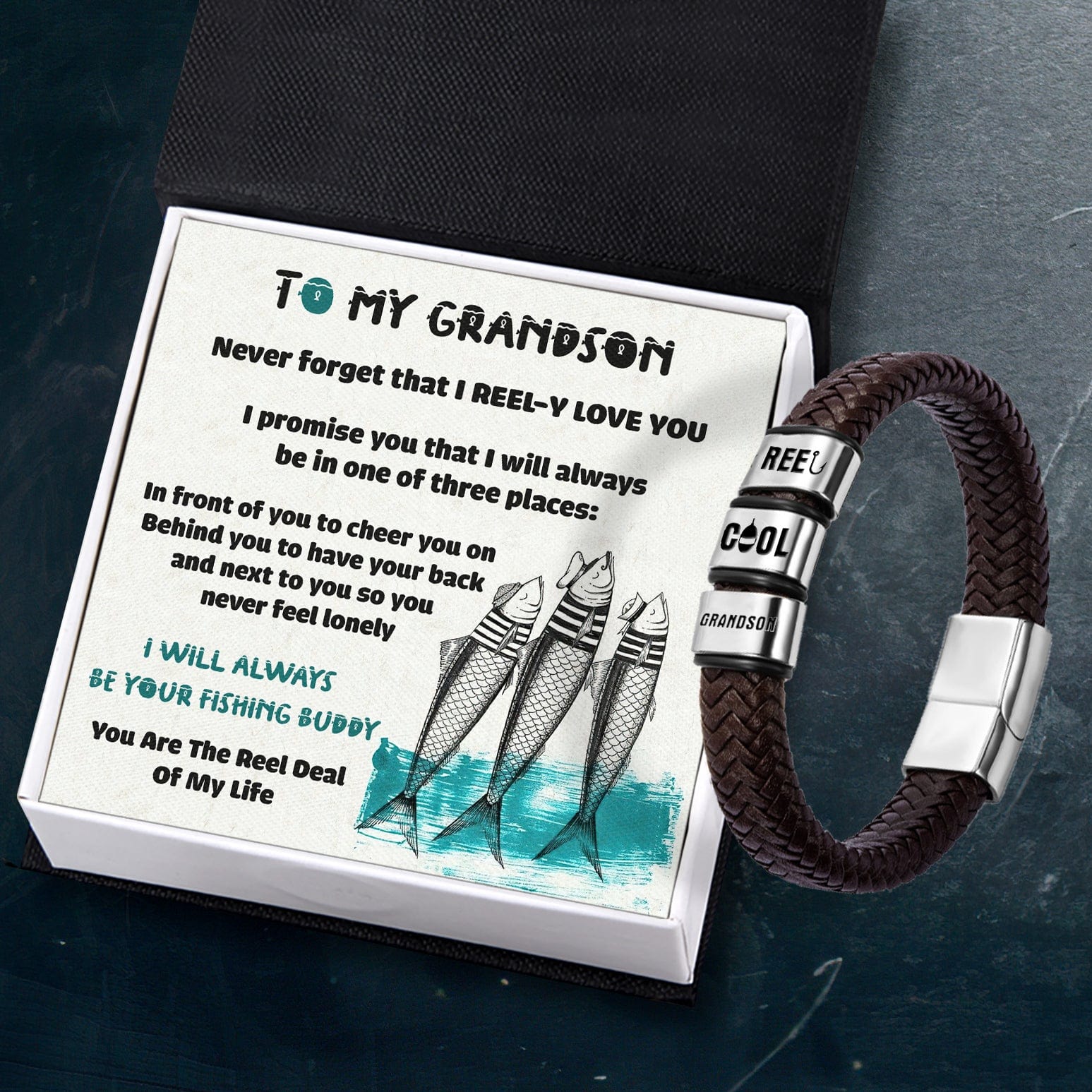 Leather Bracelet - Fishing - To My Grandson - You Are The Reel Deal Of My Life - Gbzl22034