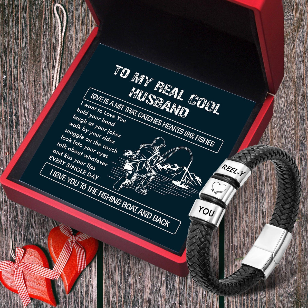 Leather Bracelet - Fishing - To My Real Cool Husband - I Love You To The Fishing Boat And Back - Gbzl14006
