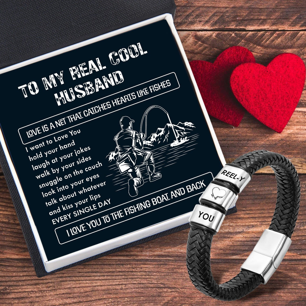 Leather Bracelet - Fishing - To My Real Cool Husband - I Love You To The Fishing Boat And Back - Gbzl14006