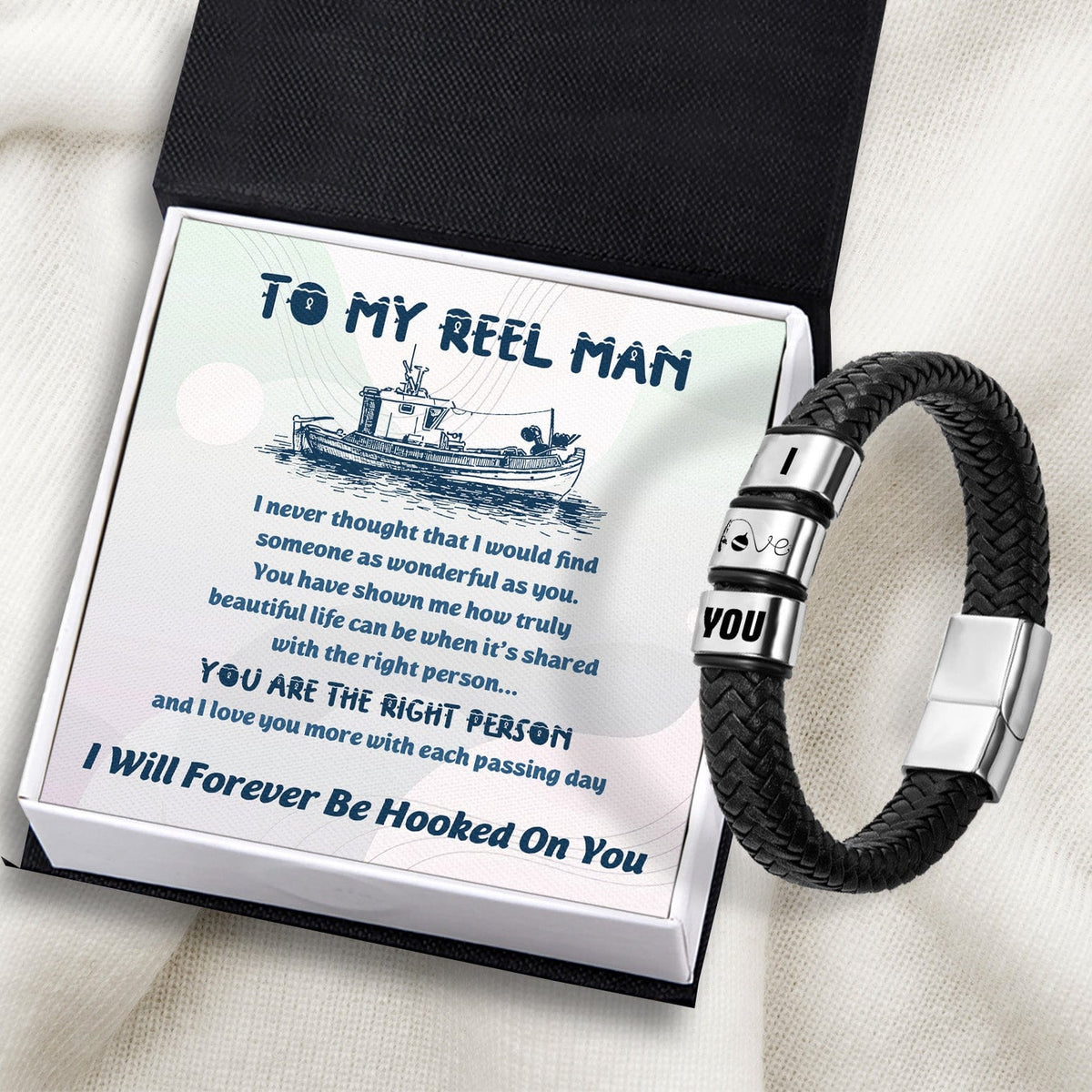 Leather Bracelet - Fishing - To My Reel Man - I Will Forever Be Hooked On You - Gbzl26035