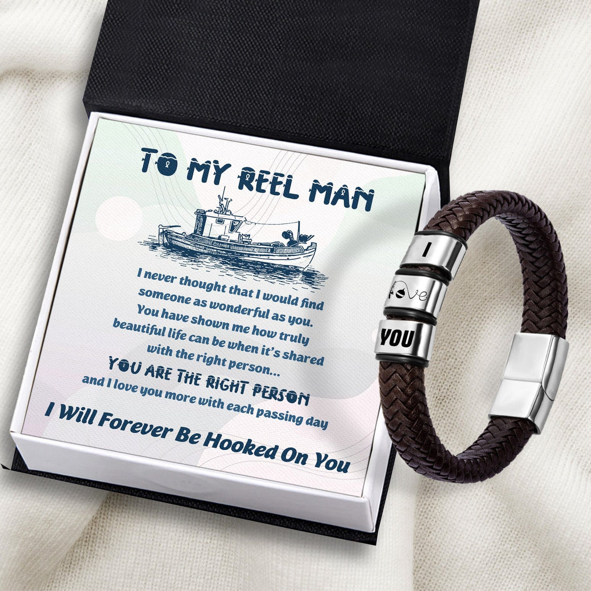 Leather Bracelet - Fishing - To My Reel Man - I Will Forever Be Hooked On You - Gbzl26035