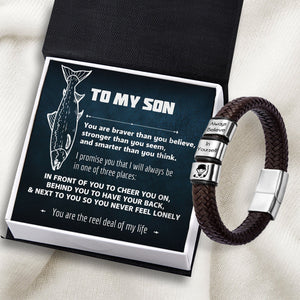 Leather Bracelet - Fishing - To My Son - You Are Braver Than You Believee - Gbzl16044