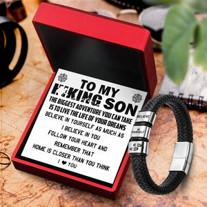 Leather Bracelet - Hiking - To My Hiking Son - Live The Life Of Your Dreams - Gbzl16059