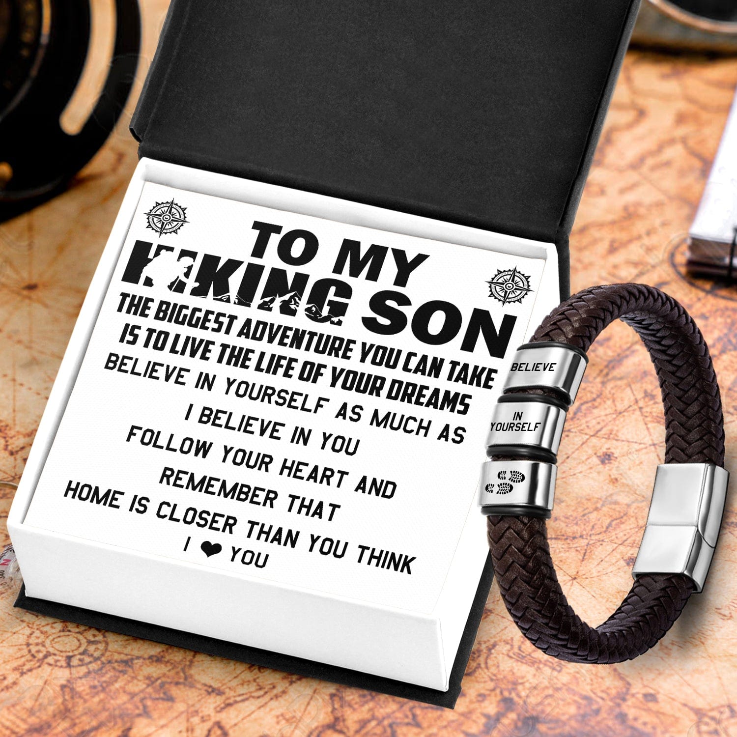 Leather Bracelet - Hiking - To My Hiking Son - Live The Life Of Your Dreams - Gbzl16059