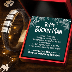 Leather Bracelet - Hunting - To My Buckin Man - I Love You More Than Hunting Seasons - Gbzl26046