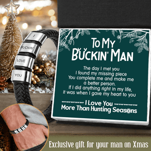 Leather Bracelet - Hunting - To My Buckin Man - I Love You More Than Hunting Seasons - Gbzl26046