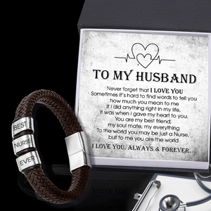 Leather Bracelet - Nurse - To My Husband - I Love You, Always & Forever - Gbzl14013