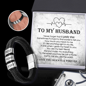 Leather Bracelet - Nurse - To My Husband - I Love You, Always & Forever - Gbzl14013