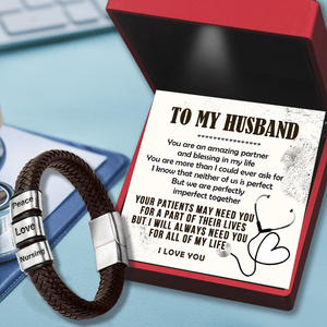 Leather Bracelet - Nurse - To My Husband - Never Forget That I Love You - Gbzl14015