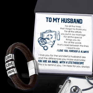 Leather Bracelet - Nurse - To My Husband - You Are An Angel With A Stethoscope - Gbzl14010