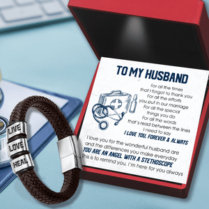 Leather Bracelet - Nurse - To My Husband - You Are An Angel With A Stethoscope - Gbzl14010