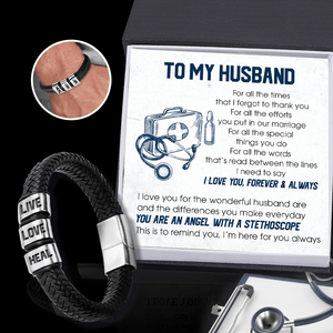 Leather Bracelet - Nurse - To My Husband - You Are An Angel With A Stethoscope - Gbzl14010