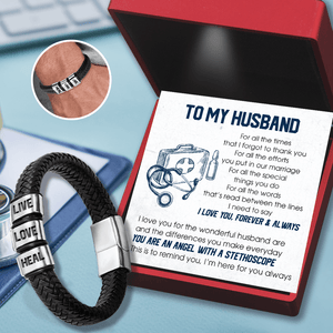 Leather Bracelet - Nurse - To My Husband - You Are An Angel With A Stethoscope - Gbzl14010