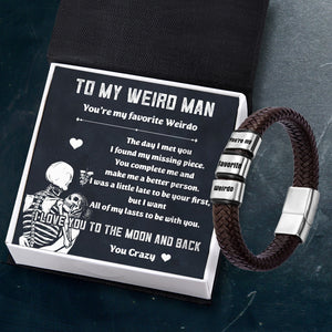 Leather Bracelet - Skull - To My Man - I Love You To The Moon And Back - Gbzl26048