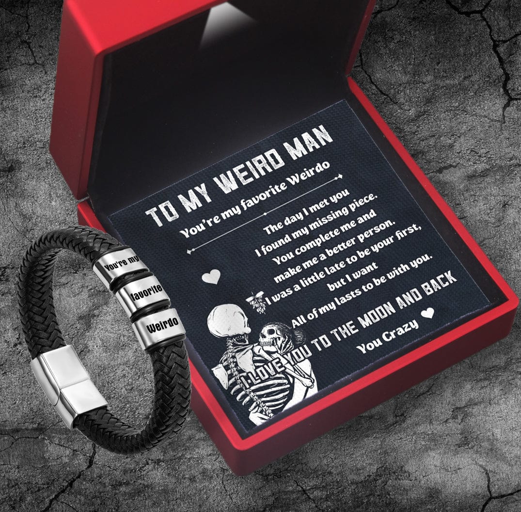 Leather Bracelet - Skull - To My Man - I Love You To The Moon And Back - Gbzl26048