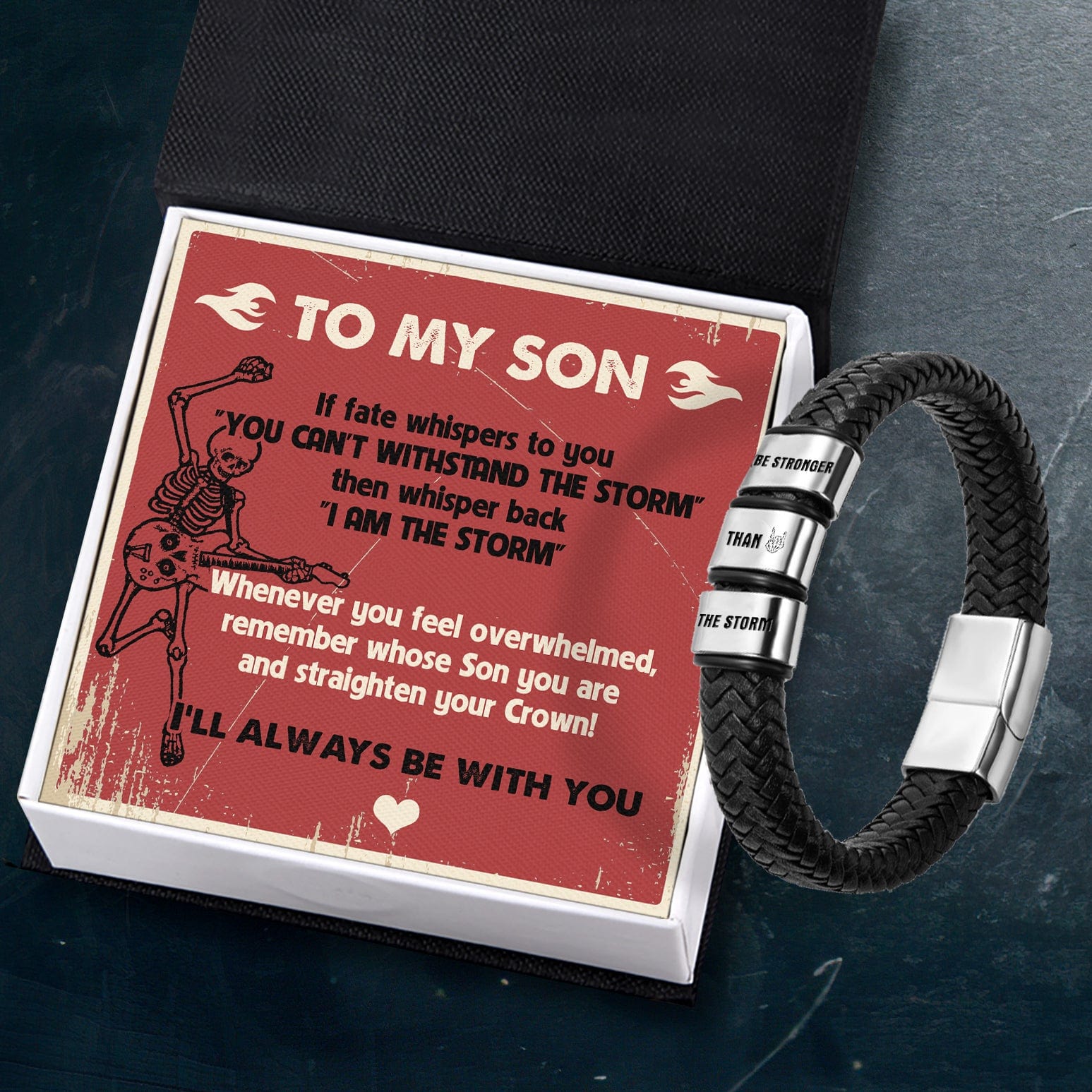 Leather Bracelet - Skull - To My Son - I'll Always Be With You - Gbzl16063