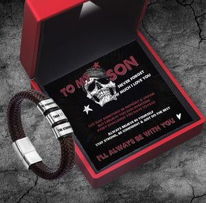 Leather Bracelet - Skull - To My Son - I'll Always Be With You - Gbzl16064