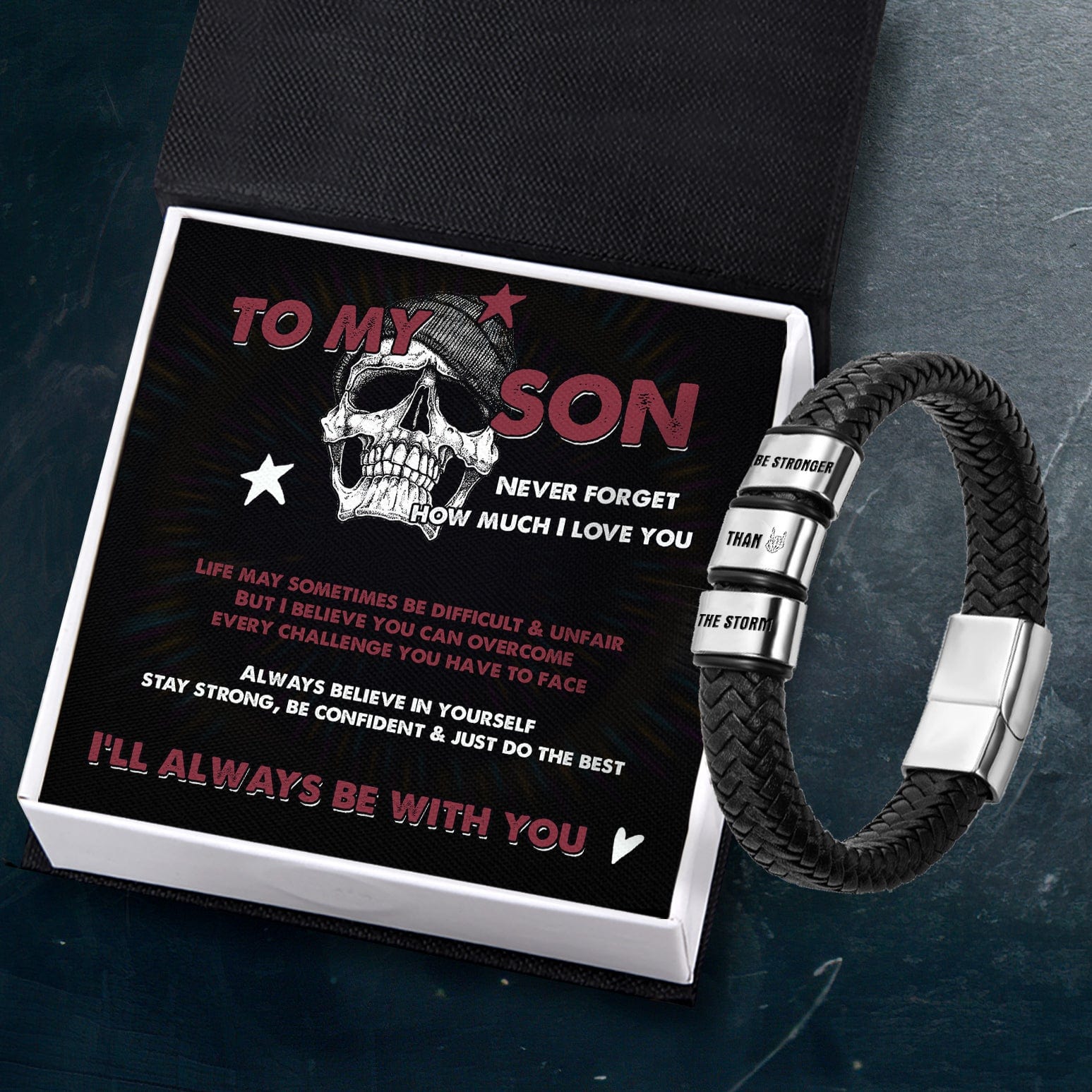 Leather Bracelet - Skull - To My Son - I'll Always Be With You - Gbzl16064