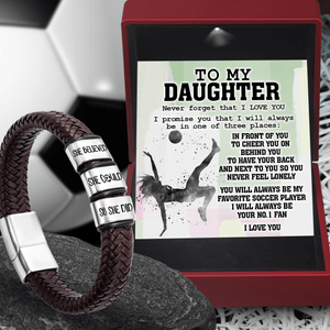 Leather Bracelet - Soccer - To My Daughter - Never Forget That I Love You - Gbzl17002