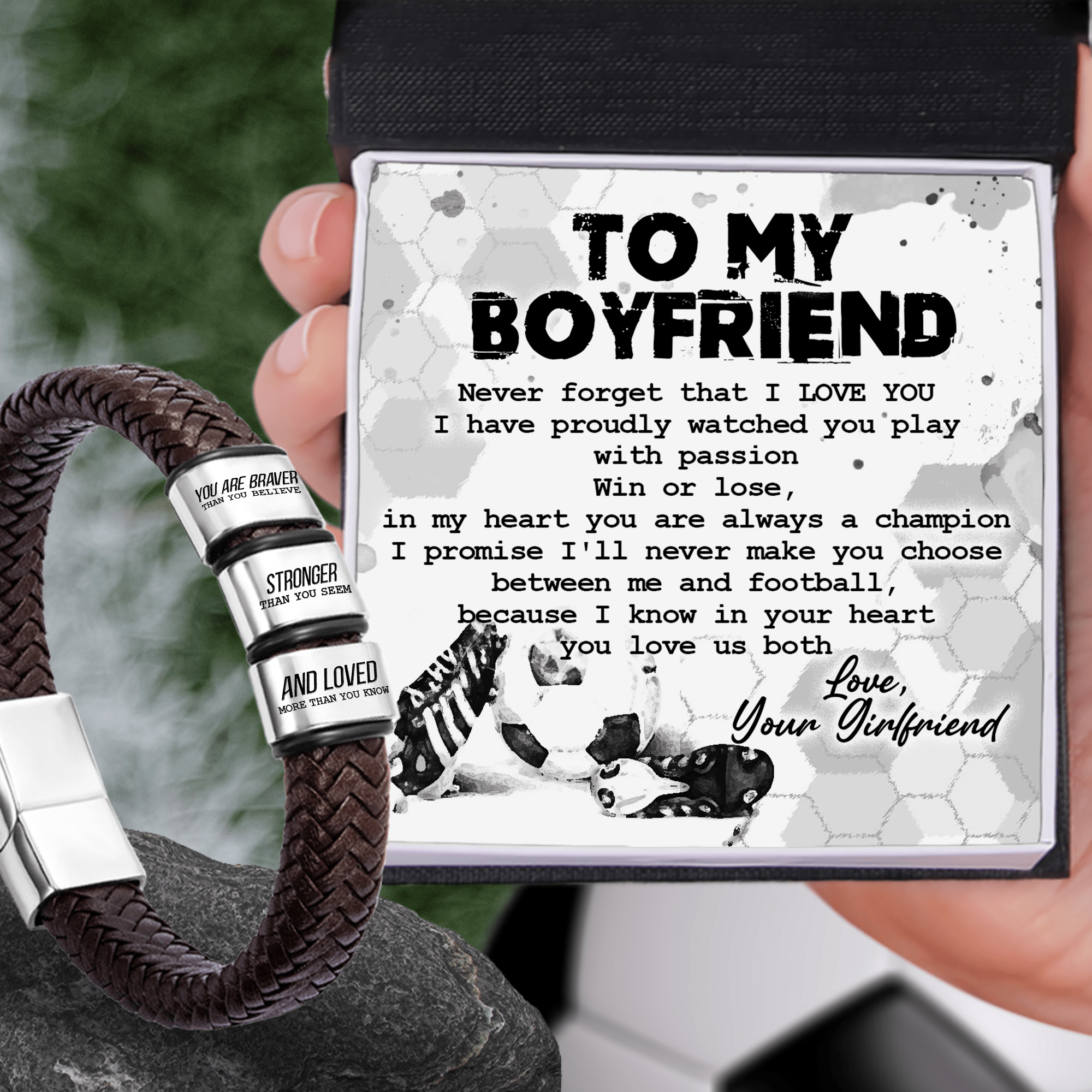 Leather Bracelet - Soccer - To My Future Husband - Never Forget That I Love You - Gbzl24010