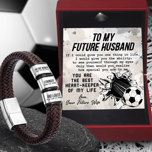 Leather Bracelet - Soccer - To My Future Husband - You Are The Best Heart-Keeper Of My Life - Gbzl24009