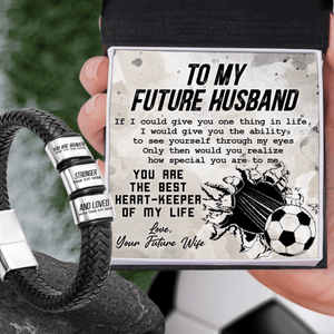 Leather Bracelet - Soccer - To My Future Husband - You Are The Best Heart-Keeper Of My Life - Gbzl24009