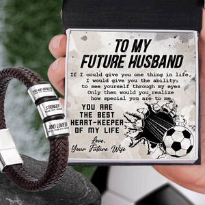 Leather Bracelet - Soccer - To My Future Husband - You Are The Best Heart-Keeper Of My Life - Gbzl24009