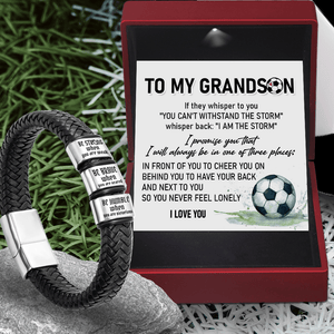 Leather Bracelet - Soccer - To My Grandson - I Love You - Gbzl22018