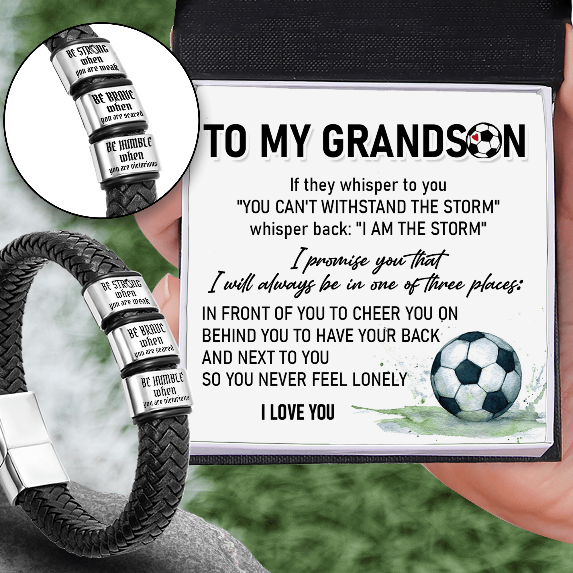 Leather Bracelet - Soccer - To My Grandson - I Love You - Gbzl22018