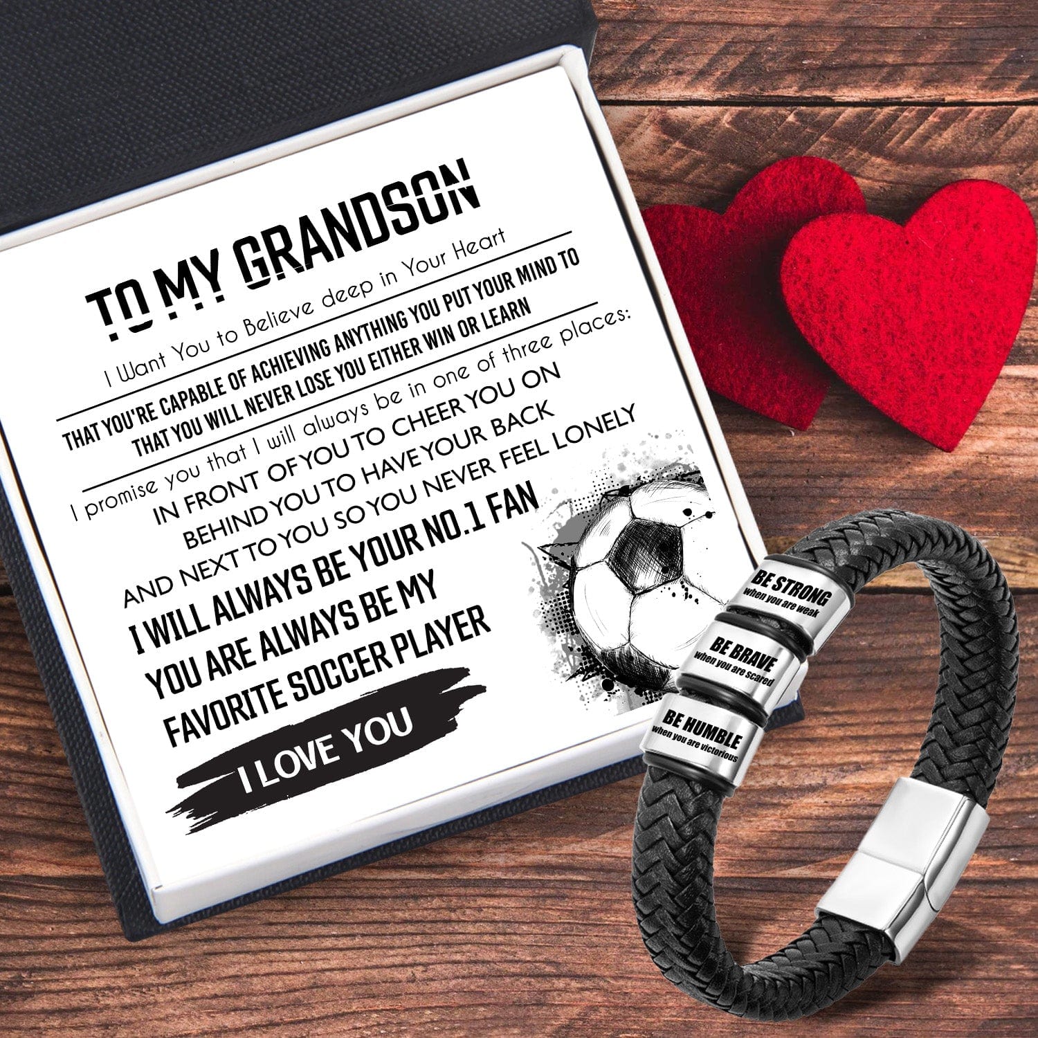 Leather Bracelet - Soccer - To My Grandson - I Love You - Gbzl22021