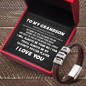 Leather Bracelet - Soccer - To My Grandson - I Will Always Be Your No.1 Fan - Gbzl22027